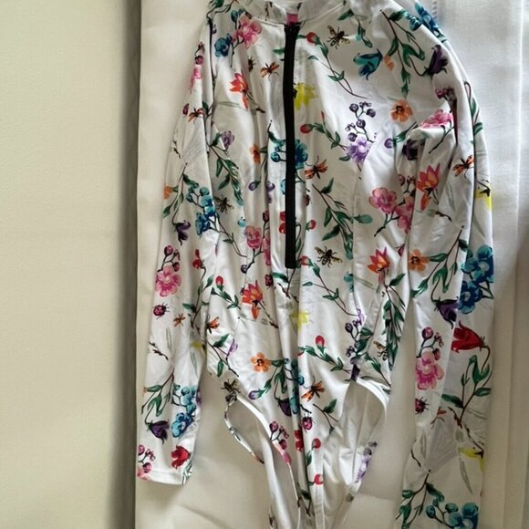 Betsey Johnson Scuba Knit Half Zip Long Sleeve One-Piece Swimsuit in Size Medium - Picture 3 of 6